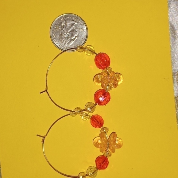 ❤️ Handmade Hoop Pink/Clear Star beaded Earrings - Picture 2 of 4